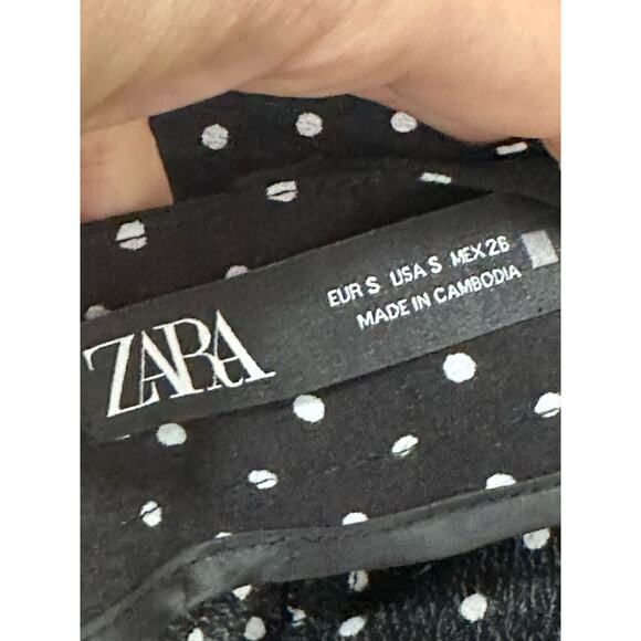 Zara black white polka dots ruffled skort size Small - Picture 4 of 11